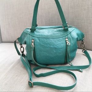 Lucky Brand Teal Leather Crossbody Bag Boho Duffel